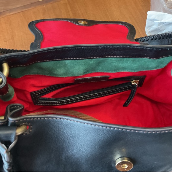 Dooney & Bourke Black Florentine Flap Satchel with Whipstitch - Picture 10 of 16